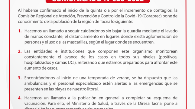 Quinta ola en Tacna 