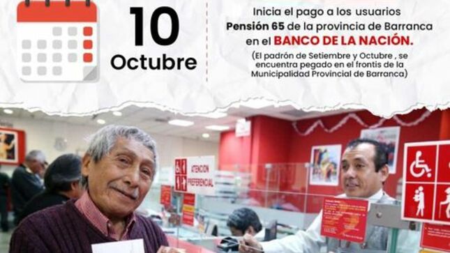 Usuarios de Pensión 65 podrán cobrar su bono