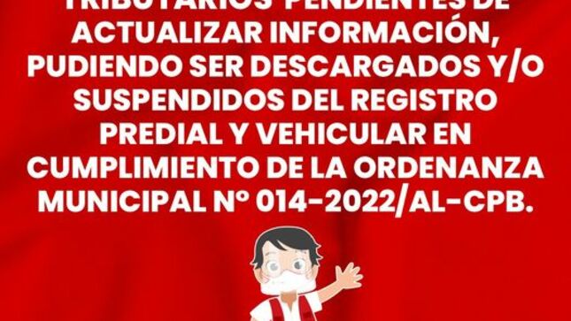 Lista de deudores tributarios pendientes de actualizar información