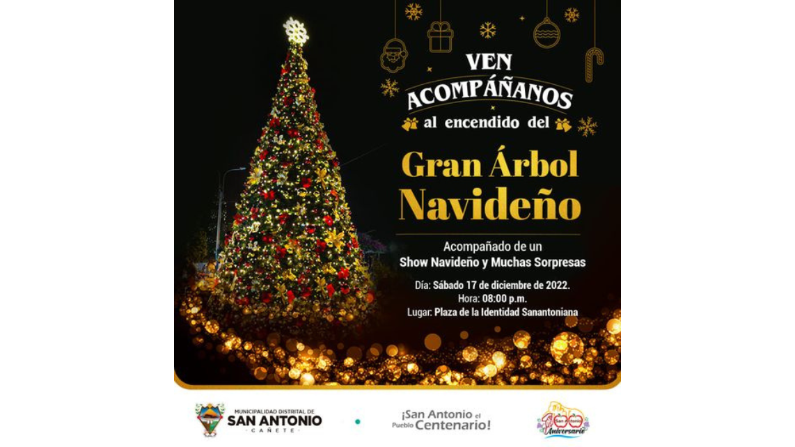 Vuelve la magia de la #Navidad a San Antonio con el encendido de nuestro Árbol Navideño  Ven con familia y amigos y sé parte de este evento con un show infantil y muchas sorpresas.