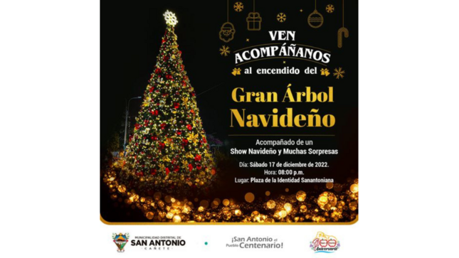 Vuelve la magia de la #Navidad a San Antonio con el encendido de nuestro Árbol Navideño  Ven con familia y amigos y sé parte de este evento con un show infantil y muchas sorpresas.
