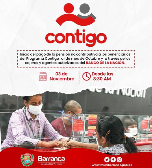 Municipalidad Provincial de Barranca da a conocer que se inició el pago de la pensión a beneficiarios del Programa Contigo