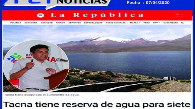 PET: Tacna tiene reserva de agua para siete meses.