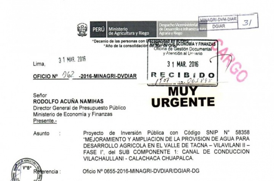 P.E.T. Obtiene en la ciudad capital (Lima) informe favorable del MINAGRI