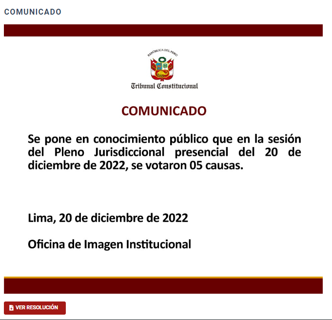 Comunicado 20 de diciembre de 2022