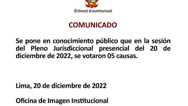 Comunicado 20 de diciembre de 2022