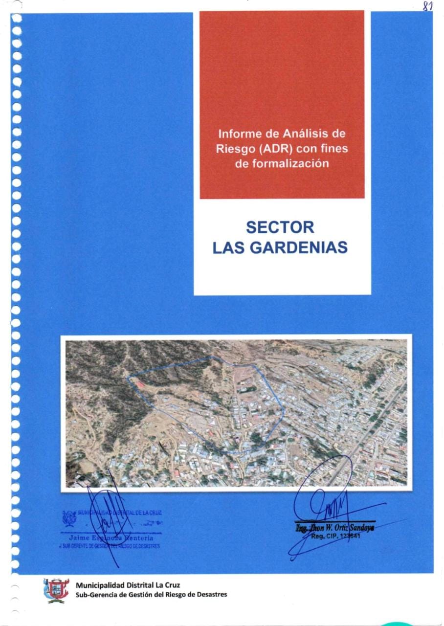 Informe de Análisis de Riesgo con Fines de Formalización - SECTOR LAS GARDENIAS