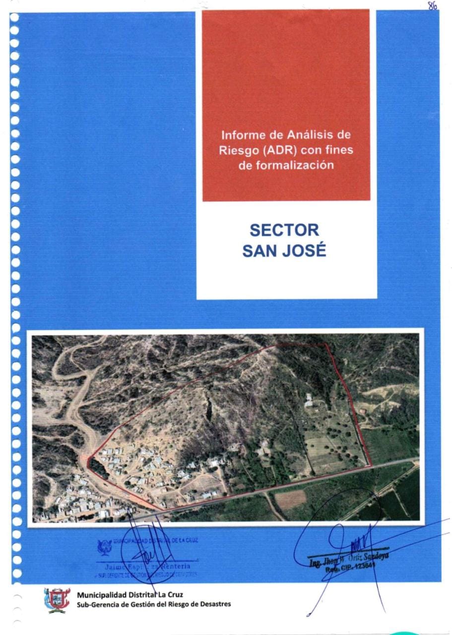 INFORME DE ANALISIS DE RIESGO CON FINES DE FORMALIZACION - Sector San José