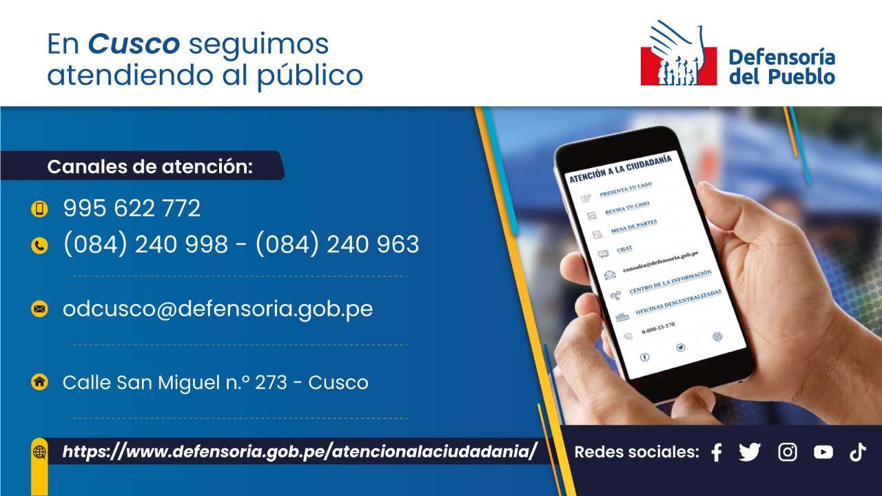 Datos de atención de la Oficina Defensorial de Cusco