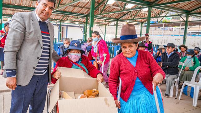 Municipalidad Provincial de Urubamba entrega módulos de cuyes a personas con discapacidad