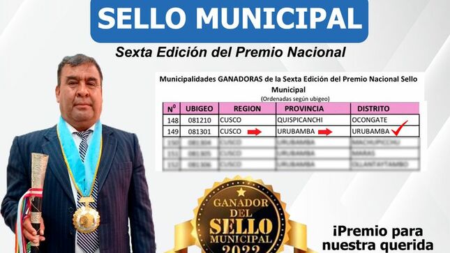 Municipalidad Provincial de Urubamba logra Sello Municipal por buenas prácticas para mejorar servicios 