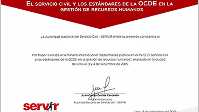 Entrega de constancias a participantes a eventos internacionales organizados por SERVIR
