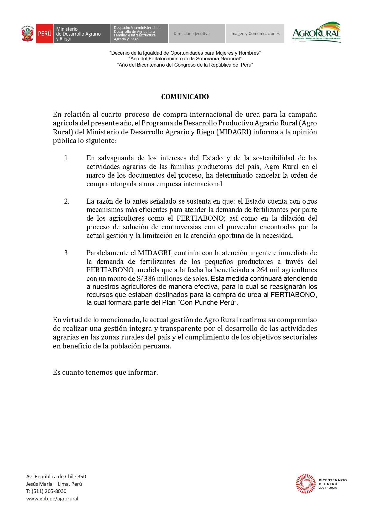 Comunicado