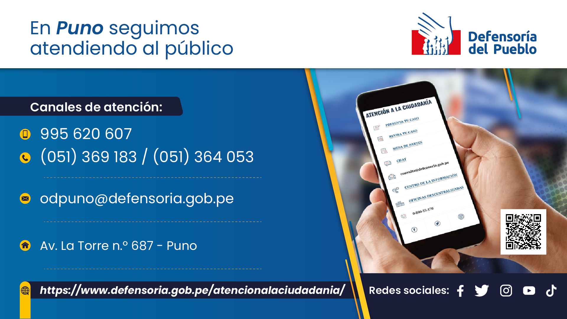 Datos de atención de Oficina Defensorial de Puno