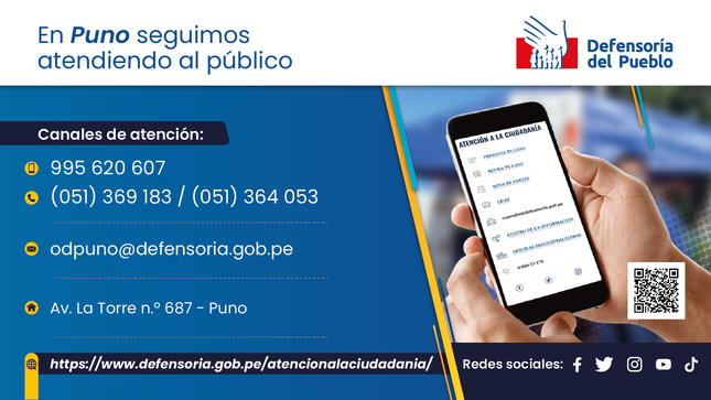 Datos de atención de Oficina Defensorial de Puno