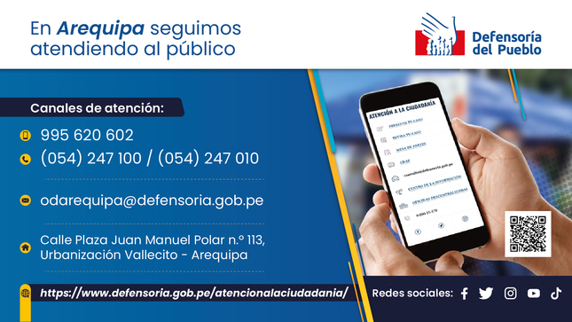 Datos de atención de la Oficina Defensorial de Arequipa