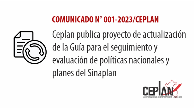 Ceplan publica Proyecto de actualización de la Guía para el seguimiento y evaluación de políticas nacionales y planes del Sinaplan