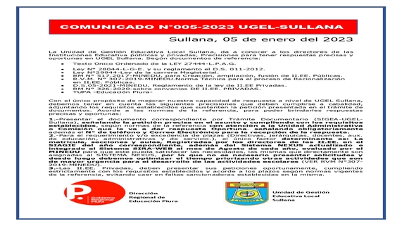 Comunicado N°05
