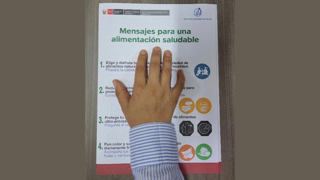 Iniciativa del INS permitirá que personas con discapacidad visual accedan a información sobre la importancia del consumo de alimentos naturales y mínimamente procesados.