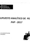 Vista preliminar de documento Presupuesto Analítico de Personal - PAP 2017