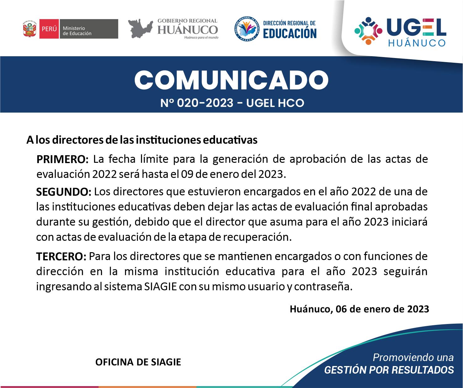 Generación de aprobación de actas de evaluación 2022, ingreso al SIAGIE.