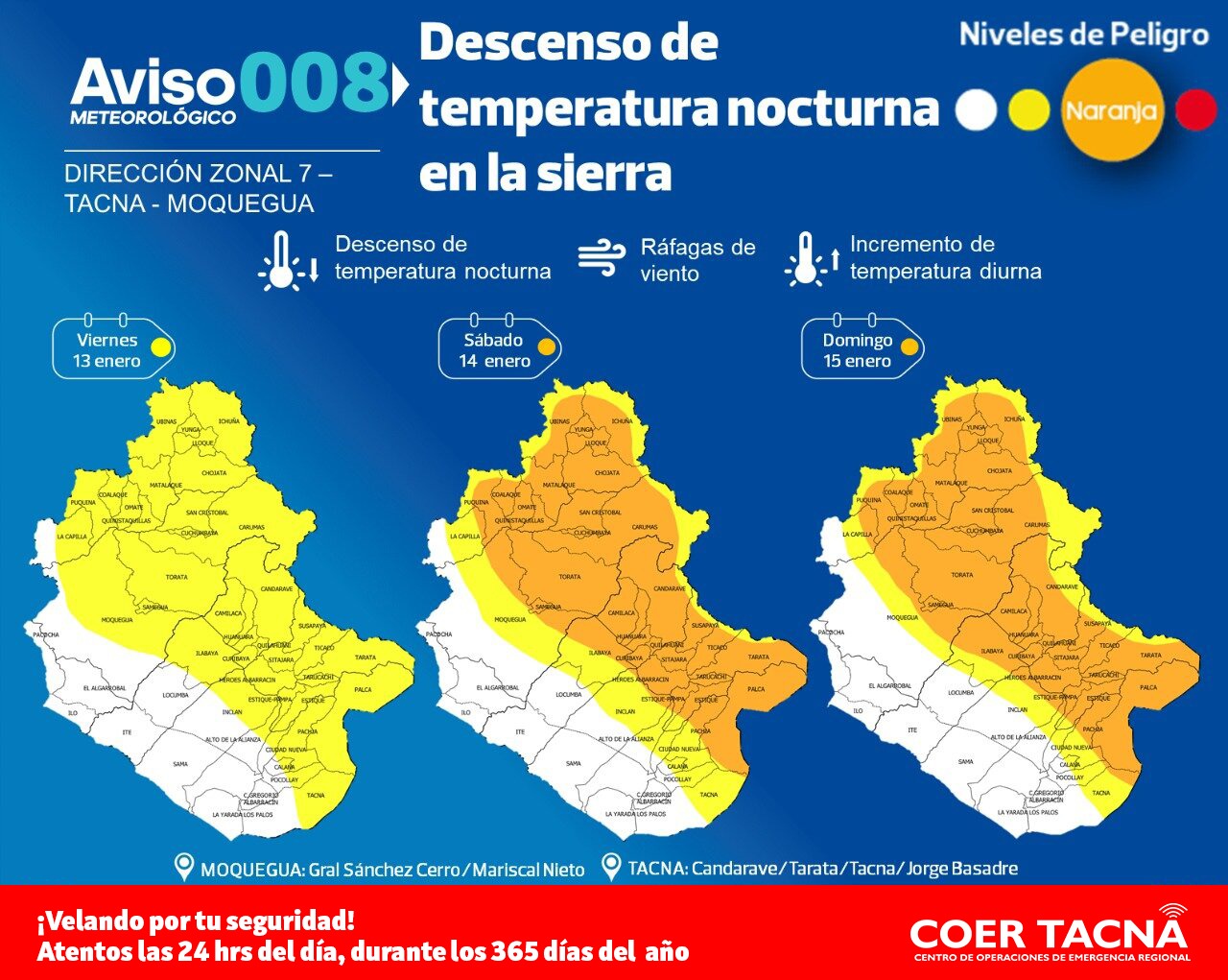 Aviso metereológico sobre descenso de temperatura nocturna