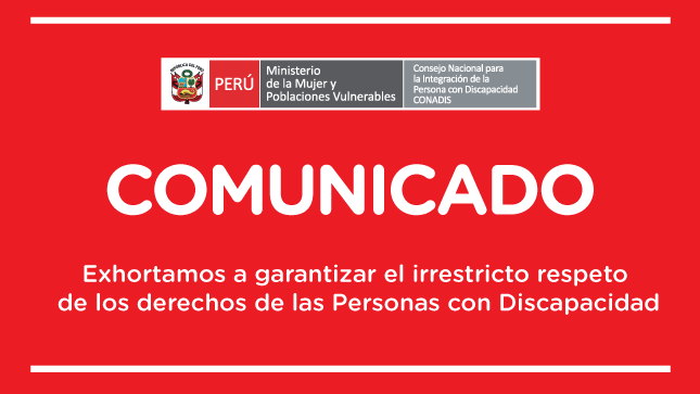 exhortamos a los gobiernos regionales y municipalidades de todo el país a “garantizar el pleno respeto de los derechos de las personas con discapacidad” y, así también, a observar el cumplimiento de la Ley 29973, a fin de desarrollar estrategias, mecanismos y/o actividades que promuevan de manera segura, inclusiva y adecuada el desarrollo económico de las personas con discapacidad y de sus familias; así como revisar las normas relativas al comercio ambulatorio e incorporar la “perspectiva de discapacidad”, promoviendo la formalización de los emprendedores y fomentando el desarrollo de actividades económicas.