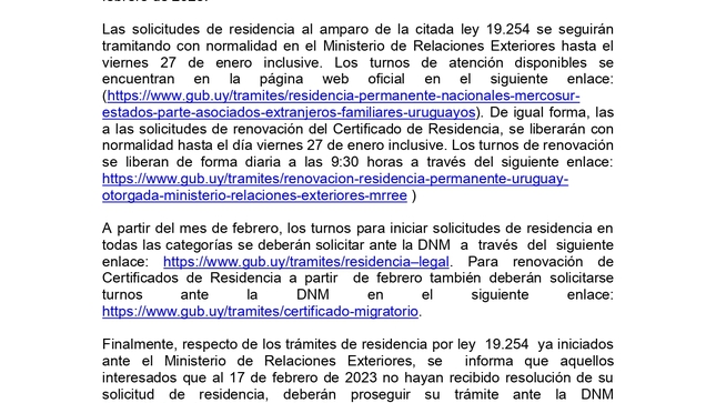 Información Sobre Trámites De Residencia En El Uruguay