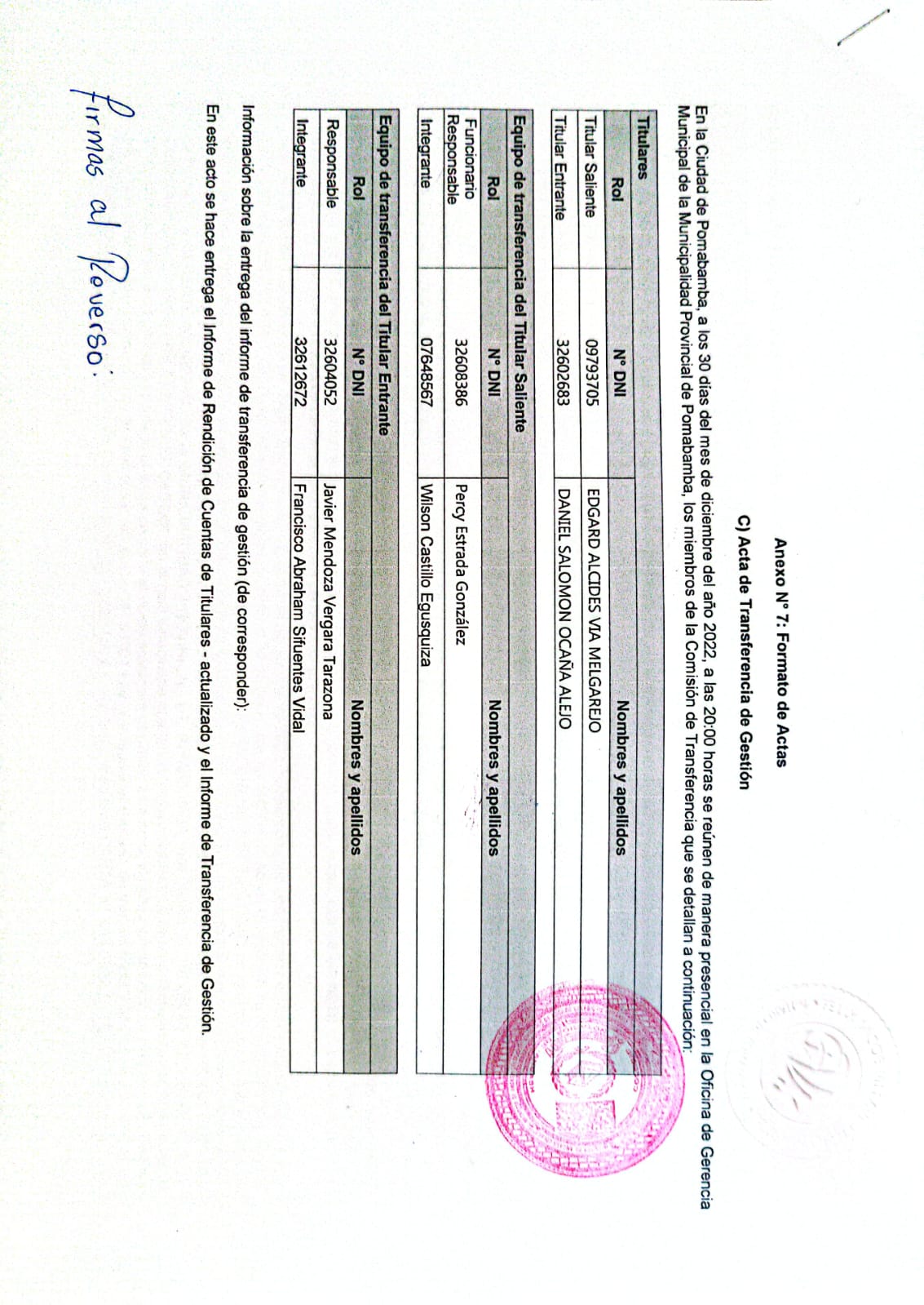 acta de tranferencia