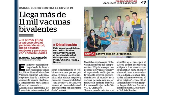 11 mil vacunas bivalentes en la región Ica