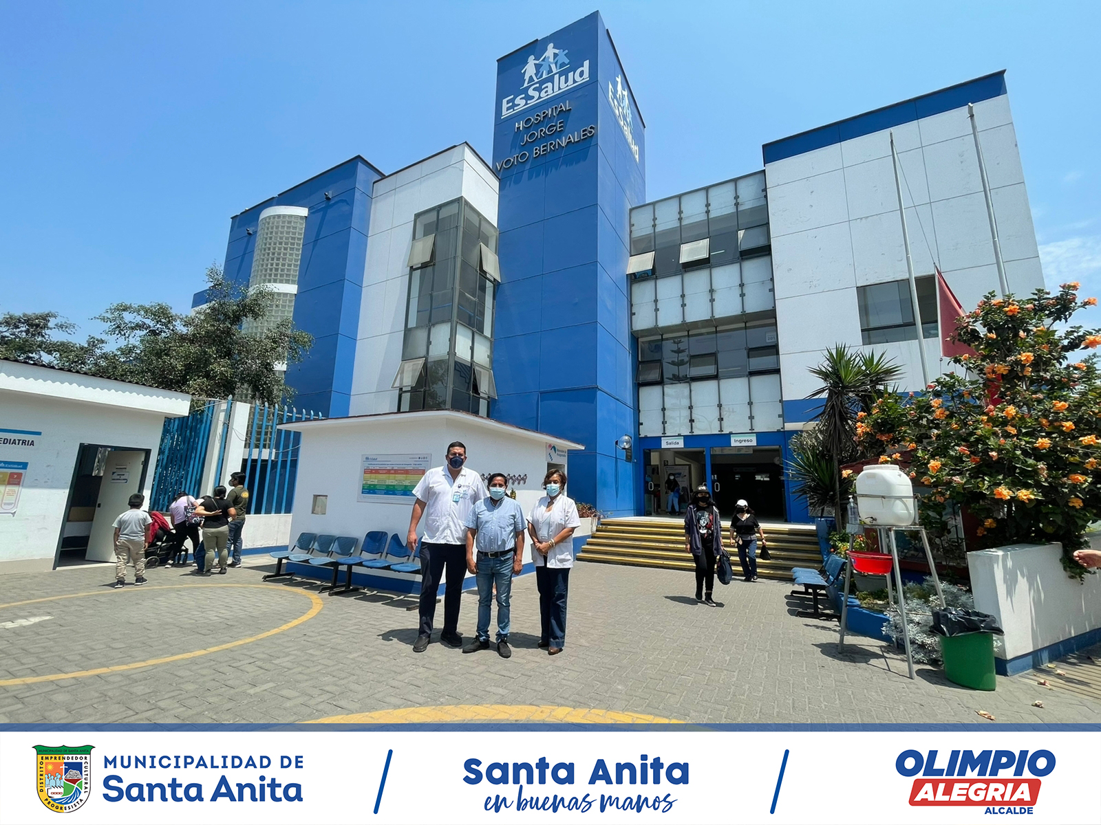 Nuestro alcalde #OlimpioAlegría visitó las instalaciones del Hospital EsSalud Voto Bernales, donde junto al director, el Doctor Demetrio Antonio, reforzarán el trabajo y las campañas GRATUITAS de salud para todos nuestros vecinos santanitenses.