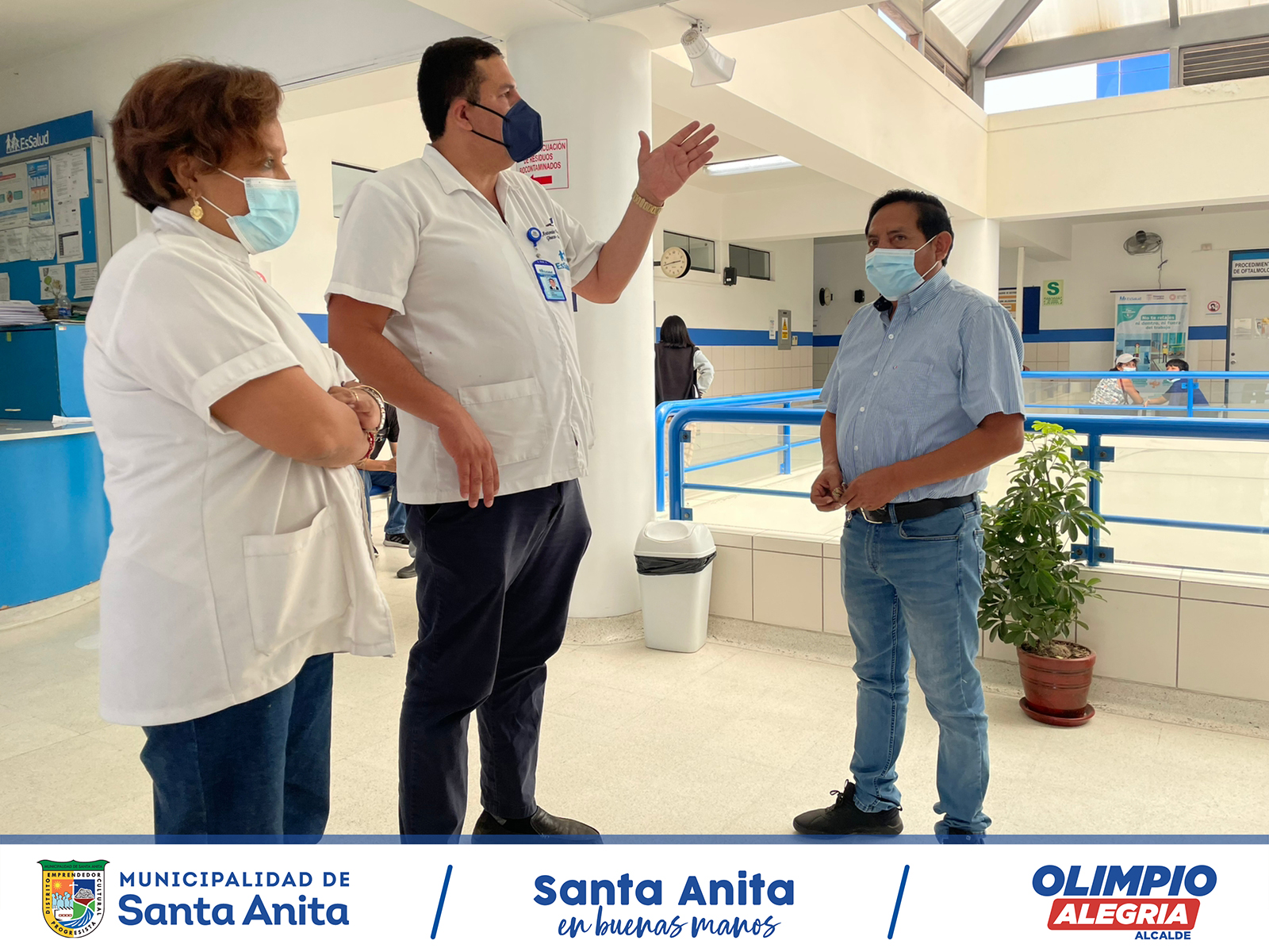 Nuestro alcalde #OlimpioAlegría visitó las instalaciones del Hospital EsSalud Voto Bernales, donde junto al director, el Doctor Demetrio Antonio, reforzarán el trabajo y las campañas GRATUITAS de salud para todos nuestros vecinos santanitenses.