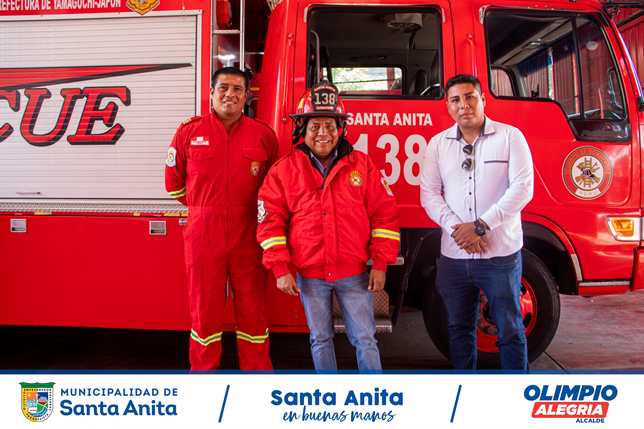 Nuestro alcalde #OlimpioAlegría visitó la compañía de Bomberos 𝐍° 𝟏𝟑𝟖 de nuestro distrito, en donde reafirmó su compromiso de trabajar ante cualquier emergencia en el beneficio de nuestros vecinos #𝐒𝐚𝐧𝐭𝐚𝐧𝐢𝐭𝐞𝐧𝐬𝐞𝐬. 👩🚒👨🚒