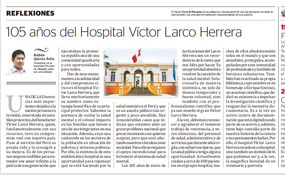 105 años del hospital Victor Larco Herrera