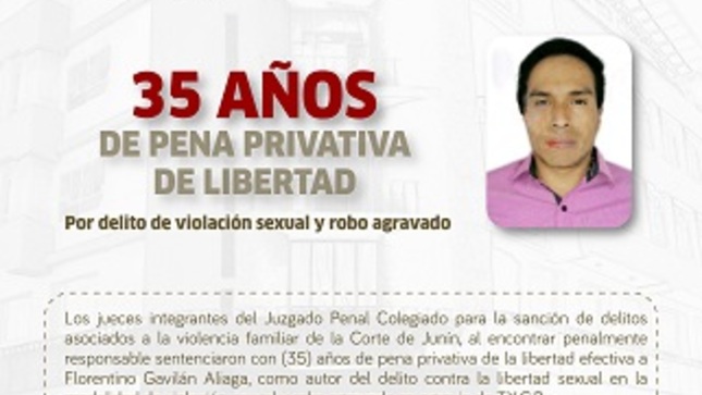Nota de Prensa: Jueces imponen 35 años de cárcel por violación y robo agravado