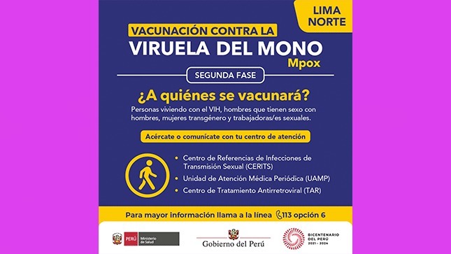 Minsa: Perú amplía vacunación contra la viruela del mono a poblaciones específicas 