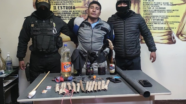Puno: PNP intervino a tres violentistas que portaban bombas Molotov