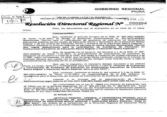 Resolución Directoral Regional N°00266