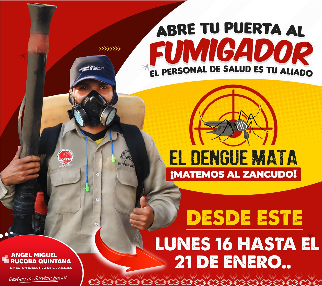 Sectorización oficial para el trabajo de fumigación en Contamana