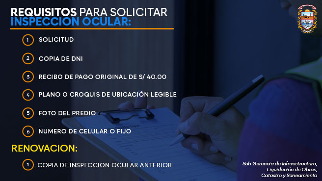 Requisitos para solicitar Inspección Ocular