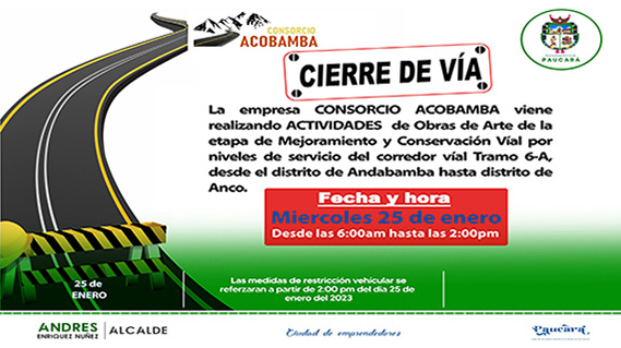 Aviso de Cierre de Via