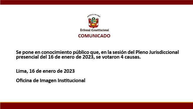 Comunicado del 16 de enero del 2023