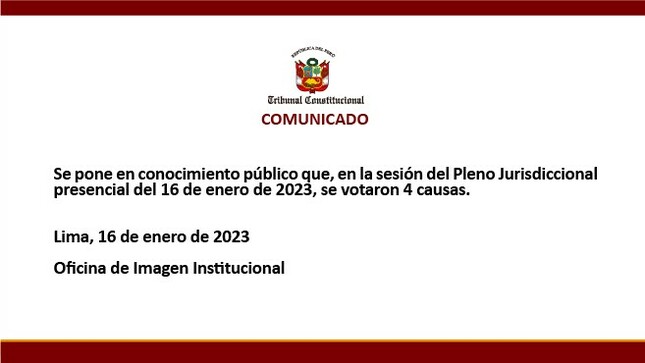 Comunicado del 16 de enero del 2023
