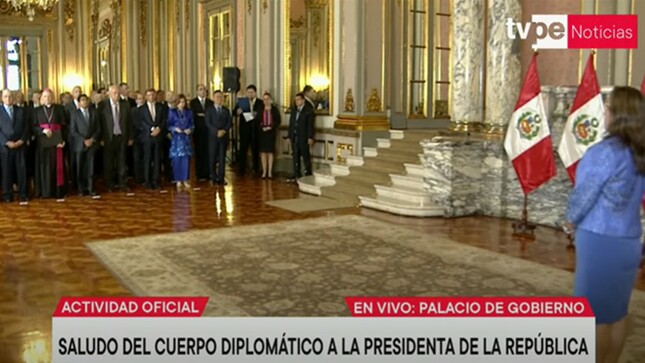 Ceremonia realizada ante el cuerpo diplomático, la Presidenta de la República, Dina Boluarte, recibió el saludo del cuerpo Diplomático acreditado en el país.