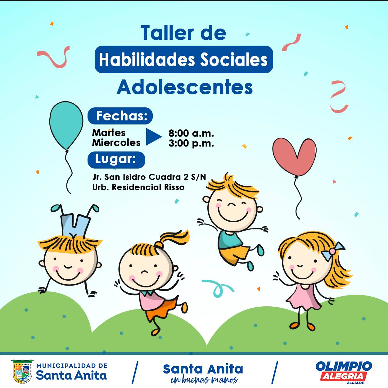 La Municipalidad de Santa Anita los invita a participar del taller “Conectemos Juntos” con el objetivo de contribuir al desarrollo emocional de nuestros adolescentes #Santanitenses.