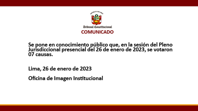 Comunicado del 26 de enero del 2023
