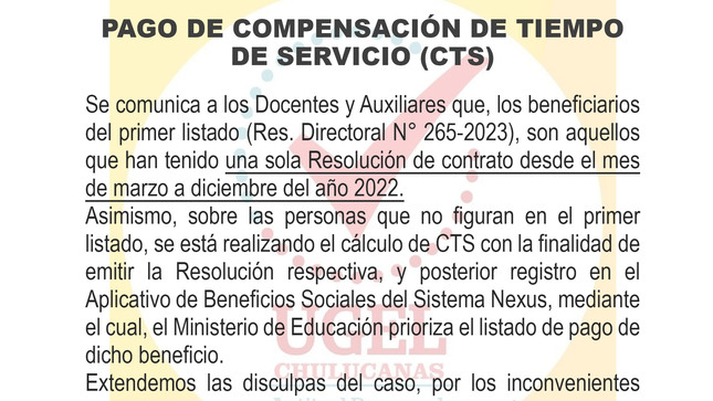 Pago de CTS.