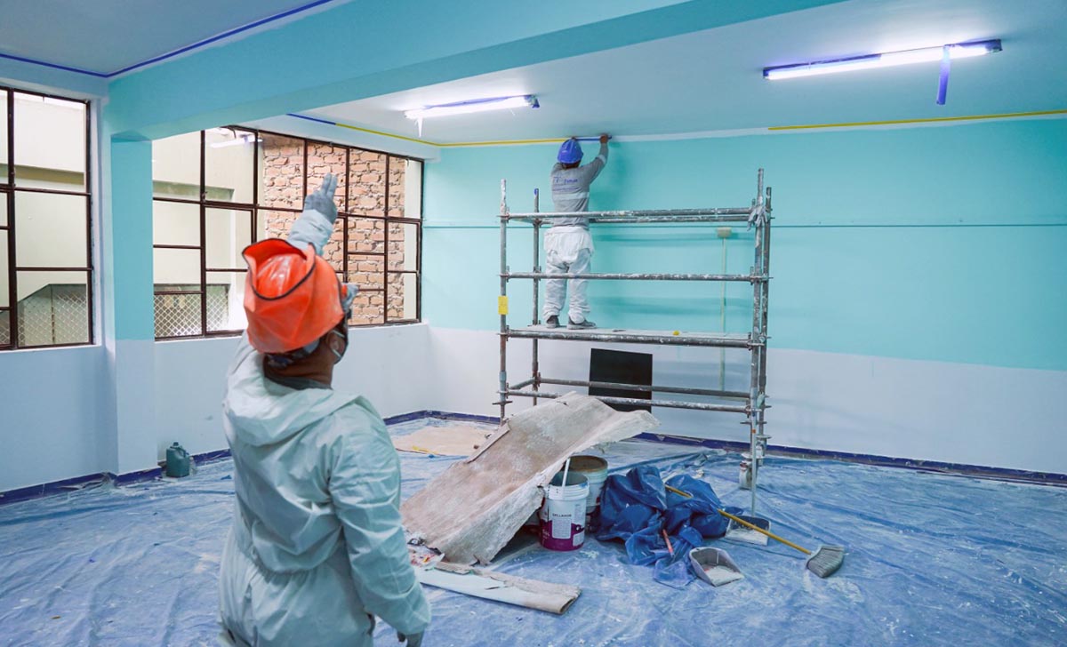 Continúan trabajos en espacios temporales para la IE 0035 Nuestra Señora de la Visitación