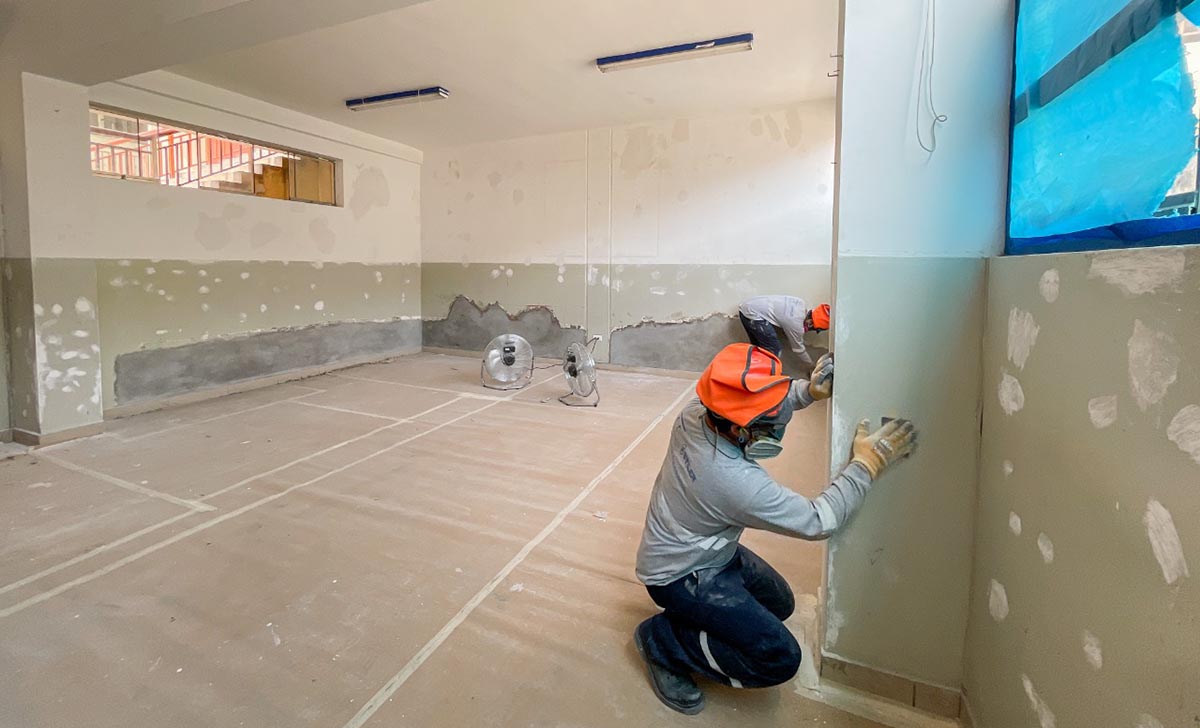Continúan trabajos en espacios temporales para la IE 0035 Nuestra Señora de la Visitación
