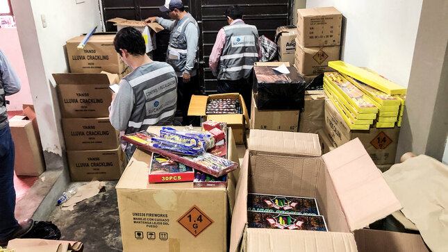 Sucamec incautó 27 toneladas de pirotécnicos que eran comercializados de manera ilícita en Ica, Junín, Cusco y Lima